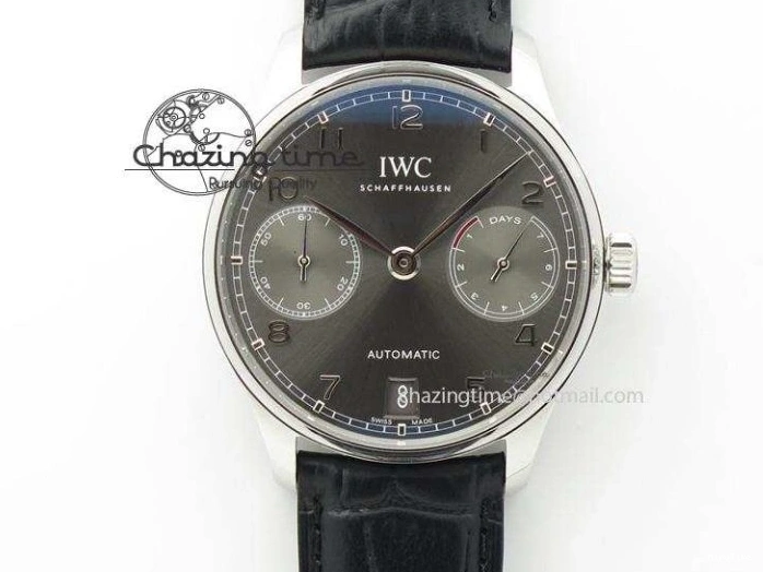 MIROTIME 0213 Portuguese Chrono SS ZF 1:1 Best Edition Gray Dial SS On Black Leather Strap A ZipUp 7215